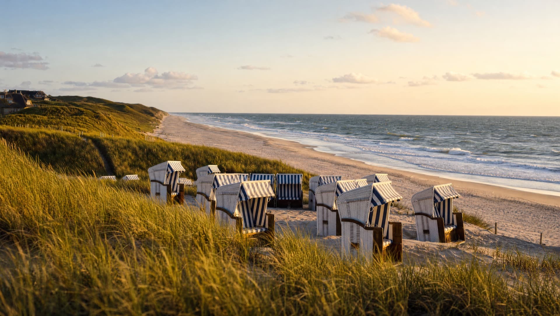 Friesenhaus auf Sylt mit blühendem Vorgarten